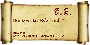 Benkovits Rézmán névjegykártya